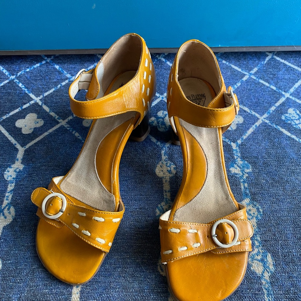 John Fluevog Operetta Renata Mustard Yellow Heels